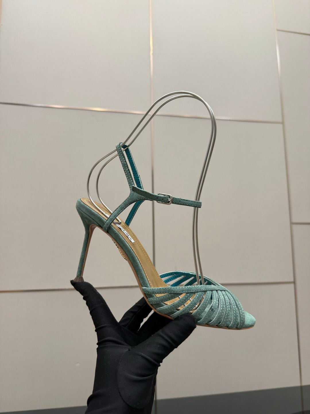 Aquazzura Rhinestone Silk Heeled Sandals – Spring/Summer Collection