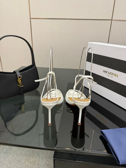 Aquazzura Rhinestone Silk Heeled Sandals – Spring/Summer Collection