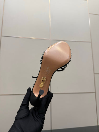 Aquazzura Rhinestone Silk Heeled Sandals – Spring/Summer Collection