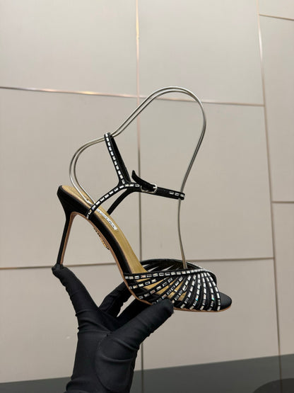 Aquazzura Rhinestone Silk Heeled Sandals – Spring/Summer Collection