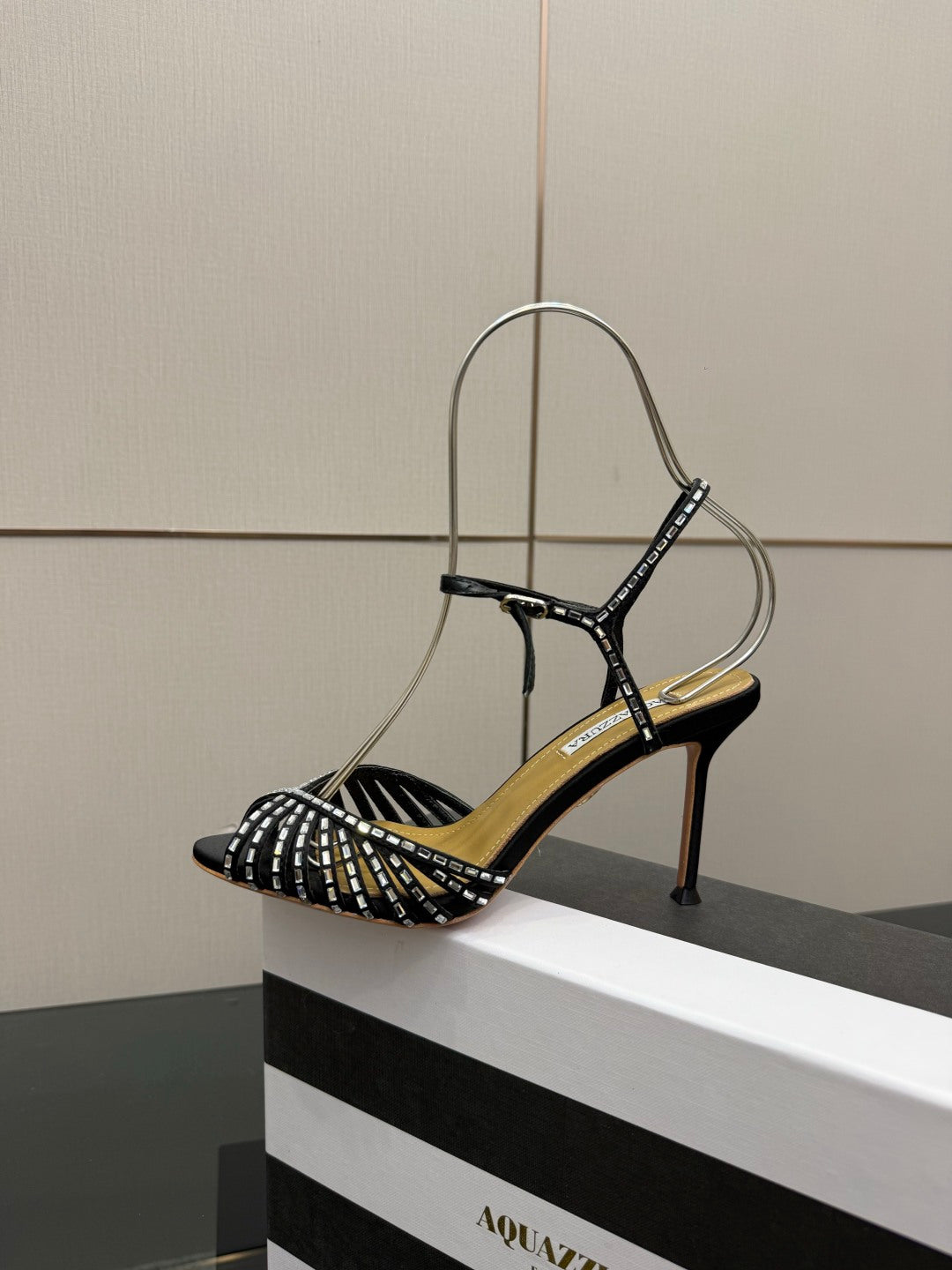 Aquazzura Rhinestone Silk Heeled Sandals – Spring/Summer Collection