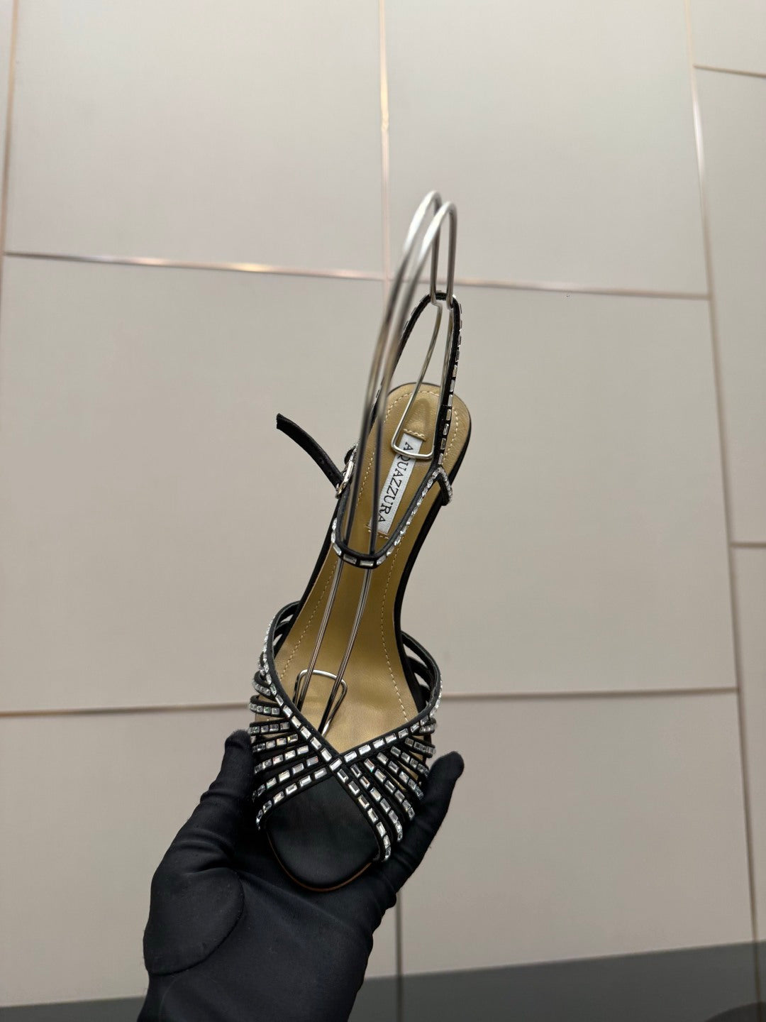 Aquazzura Rhinestone Silk Heeled Sandals – Spring/Summer Collection