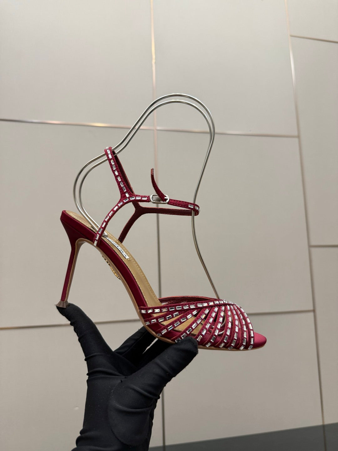 Aquazzura Rhinestone Silk Heeled Sandals – Spring/Summer Collection