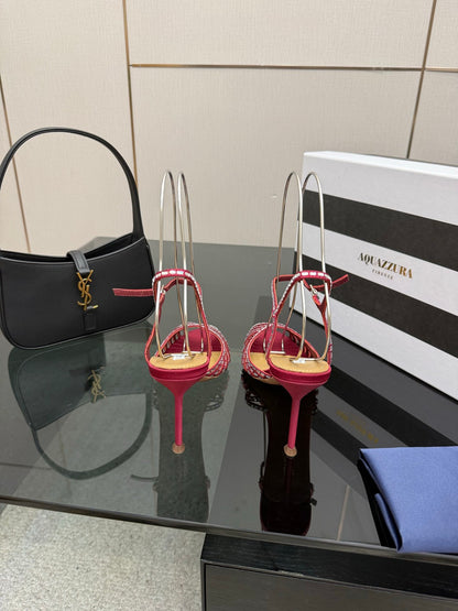 Aquazzura Rhinestone Silk Heeled Sandals – Spring/Summer Collection