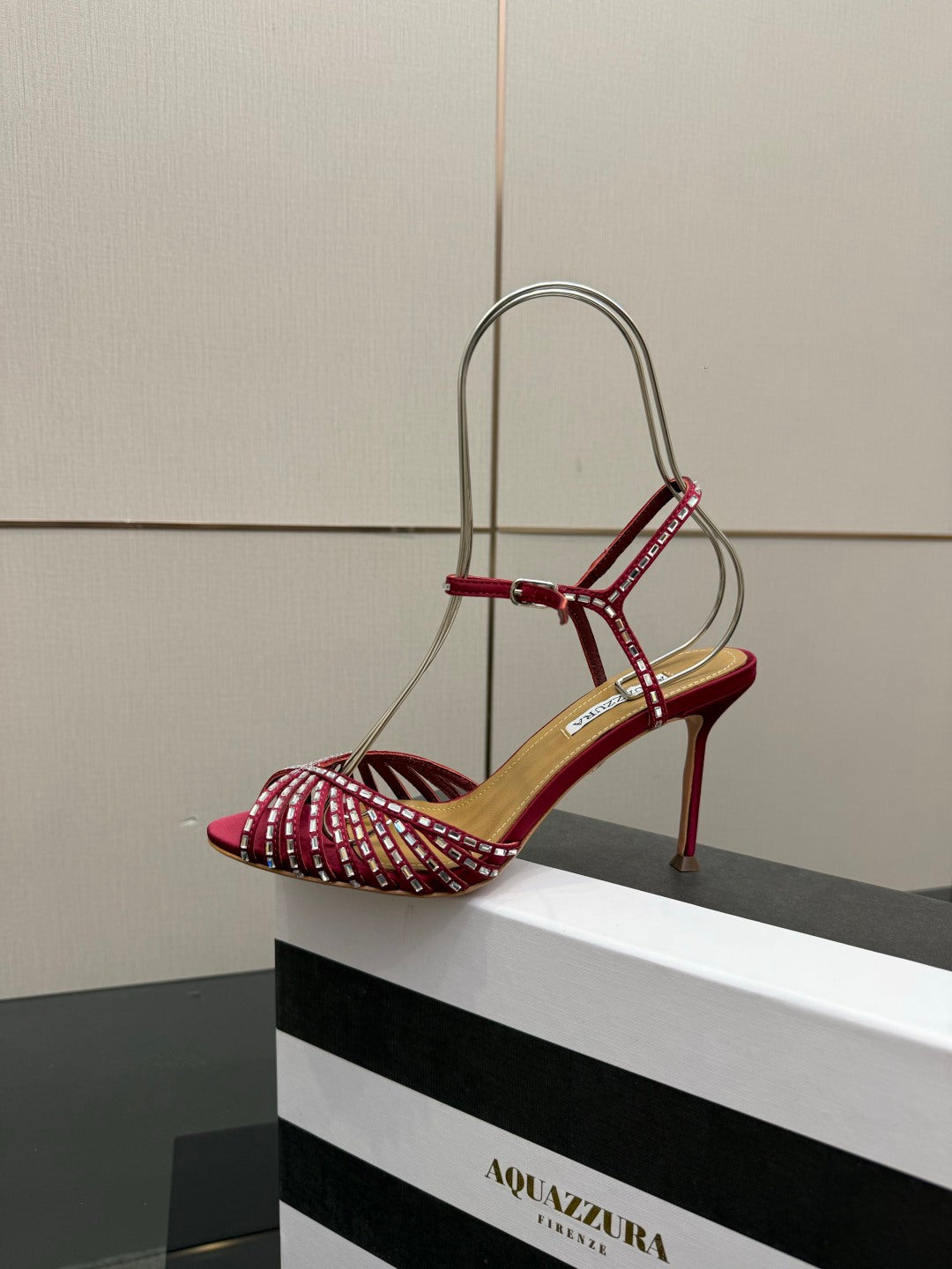 Aquazzura Rhinestone Silk Heeled Sandals – Spring/Summer Collection