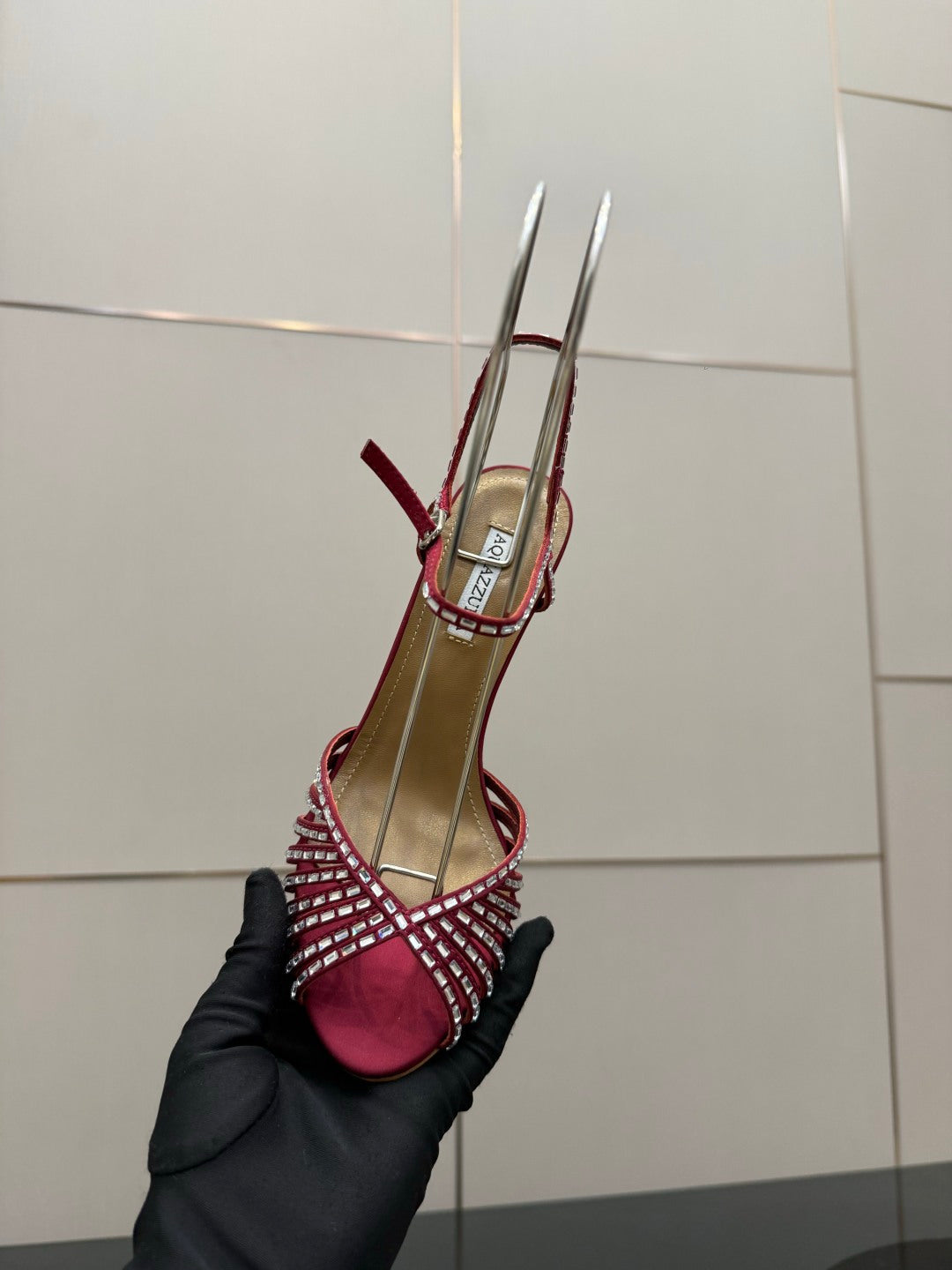 Aquazzura Rhinestone Silk Heeled Sandals – Spring/Summer Collection