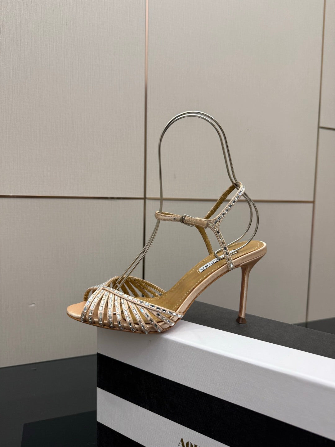 Aquazzura Rhinestone Silk Heeled Sandals – Spring/Summer Collection
