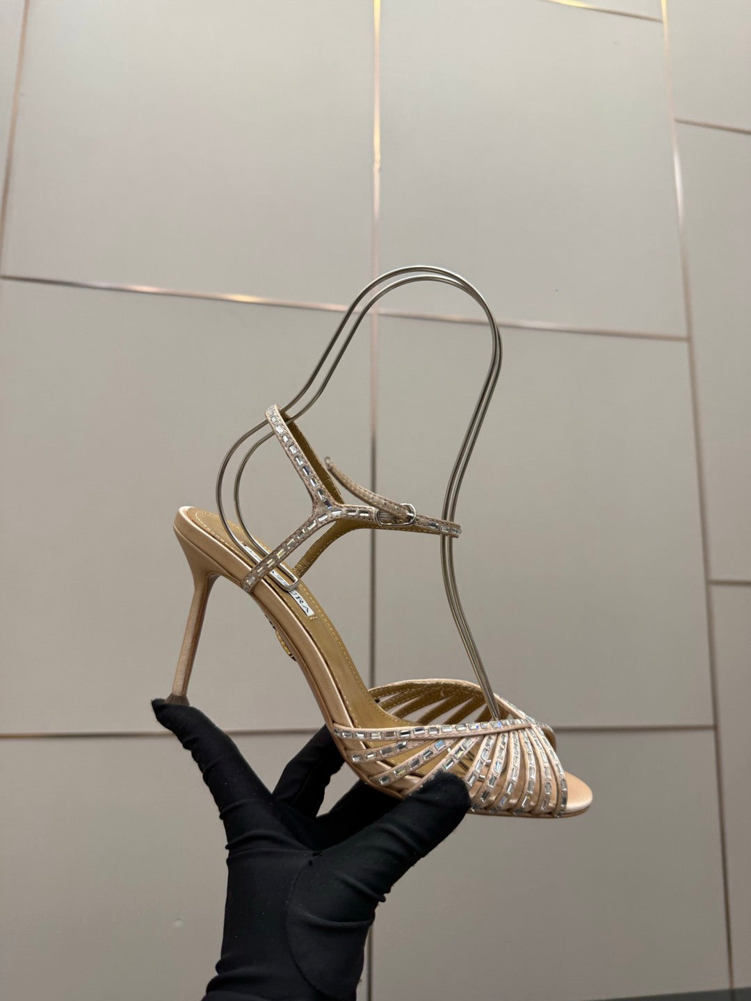 Aquazzura Rhinestone Silk Heeled Sandals – Spring/Summer Collection