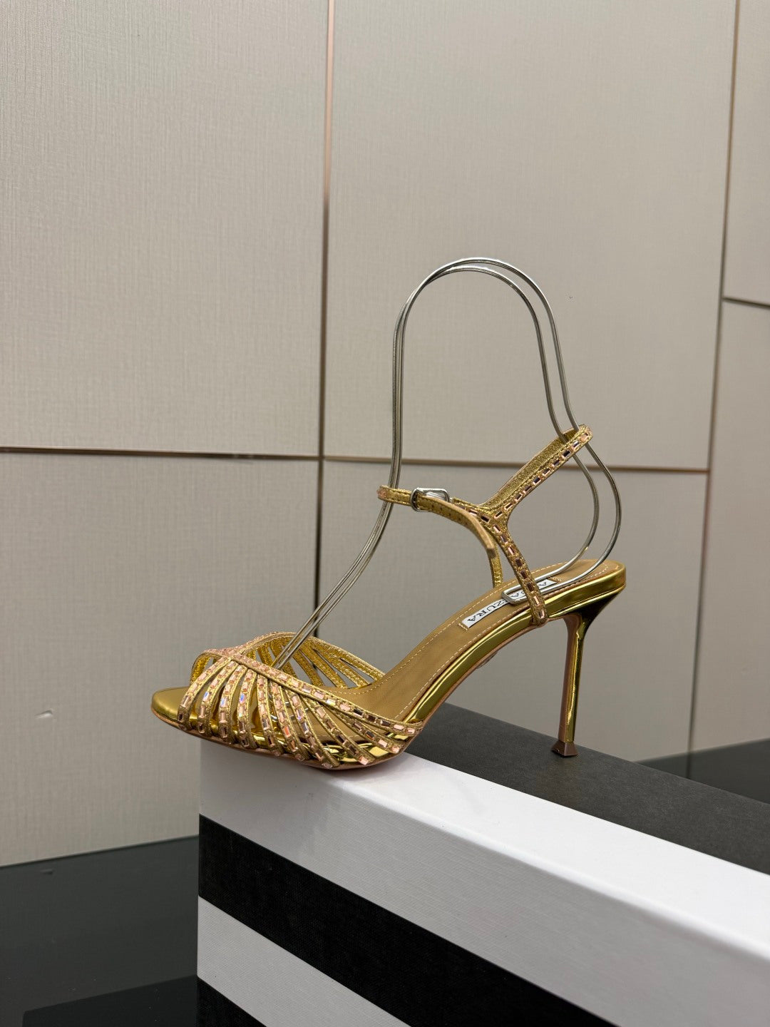 Aquazzura Rhinestone Silk Heeled Sandals – Spring/Summer Collection