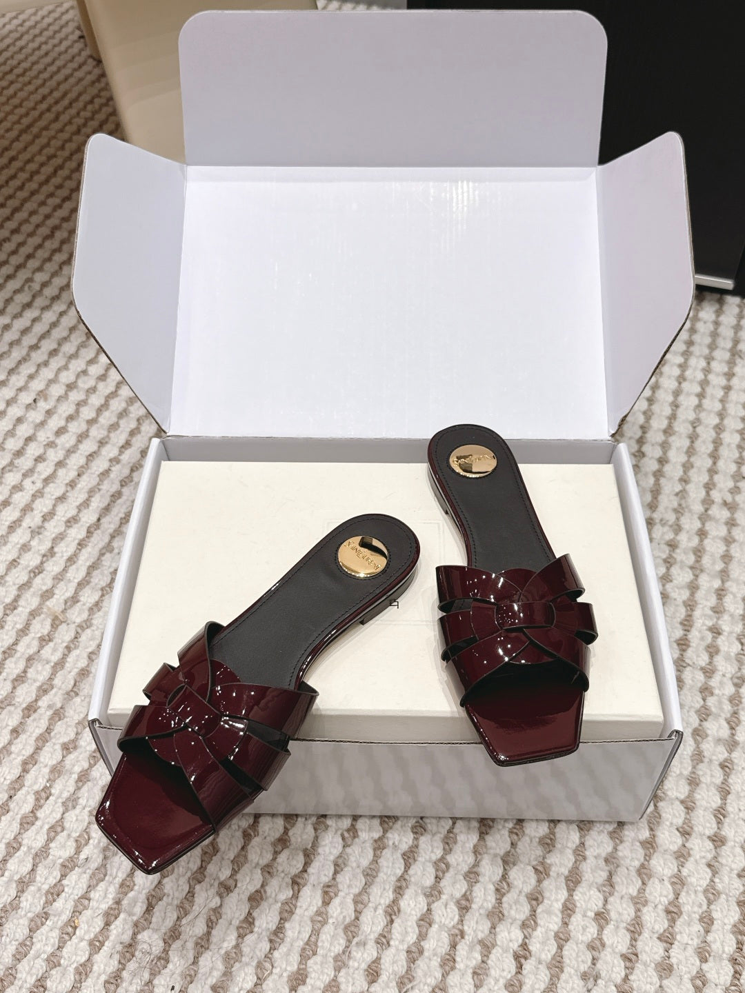 Saint Laurent Melody Square Toe Flat Sandals – 2026SS