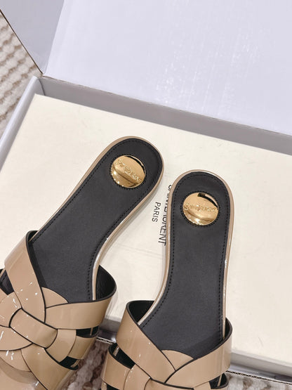 Saint Laurent Melody Square Toe Flat Sandals – 2026SS