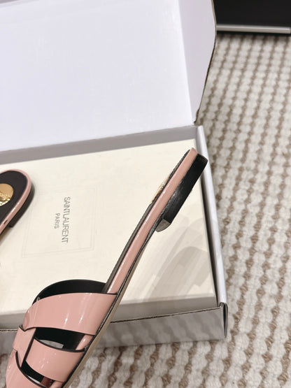Saint Laurent Melody Square Toe Flat Sandals – 2026SS