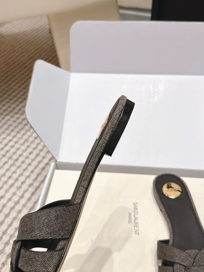 Saint Laurent Melody Square Toe Flat Sandals – 2026SS