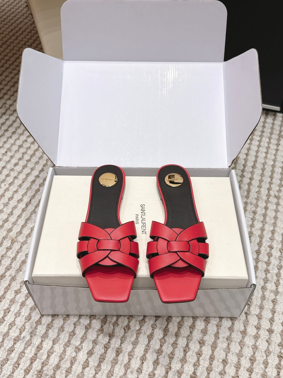 Saint Laurent Melody Square Toe Flat Sandals – 2026SS