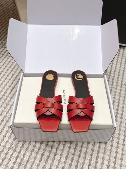 Saint Laurent Melody Square Toe Flat Sandals – 2026SS