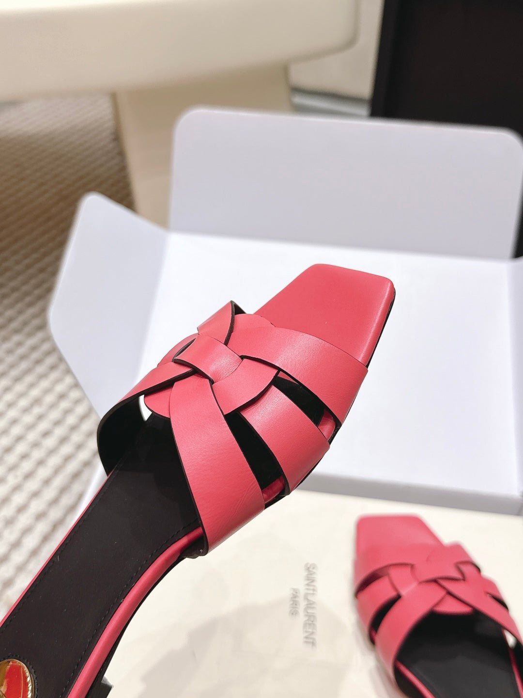 Saint Laurent Melody Square Toe Flat Sandals – 2026SS