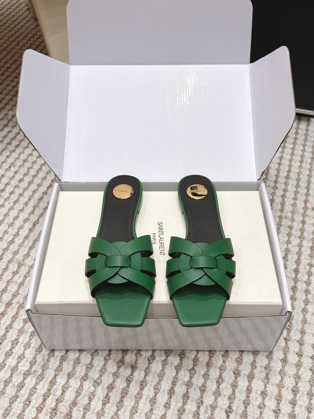 Saint Laurent Melody Square Toe Flat Sandals – 2026SS