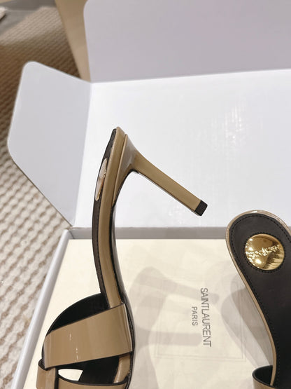 Saint Laurent Melody Square-Toe Heeled Sandals – 2026 Spring/Summer Collection