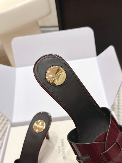 Saint Laurent Melody Square-Toe Heeled Sandals – 2026 Spring/Summer Collection