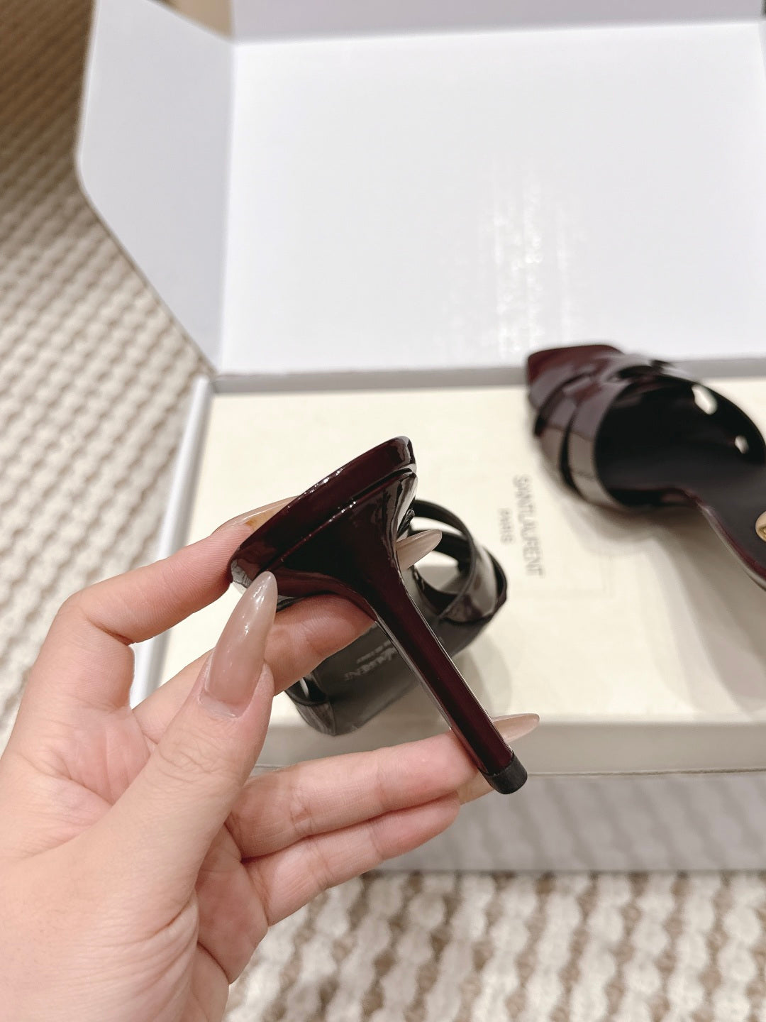Saint Laurent Melody Square-Toe Heeled Sandals – 2026 Spring/Summer Collection