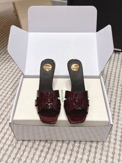 Saint Laurent Melody Square-Toe Heeled Sandals – 2026 Spring/Summer Collection