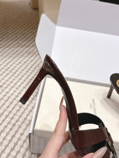 Saint Laurent Melody Square-Toe Heeled Sandals – 2026 Spring/Summer Collection