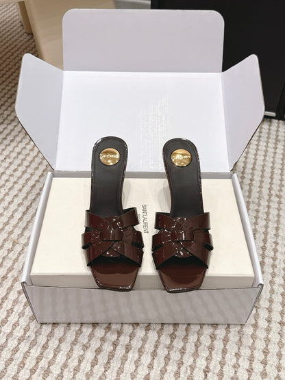 Saint Laurent Melody Square-Toe Heeled Sandals – 2026 Spring/Summer Collection