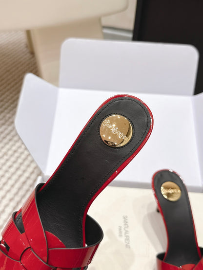 Saint Laurent Melody Square-Toe Heeled Sandals – 2026 Spring/Summer Collection