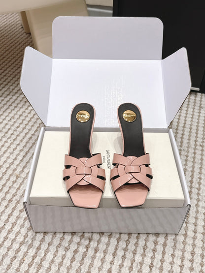Saint Laurent Melody Square-Toe Heeled Sandals – 2026 Spring/Summer Collection