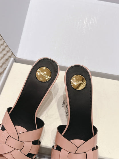 Saint Laurent Melody Square-Toe Heeled Sandals – 2026 Spring/Summer Collection