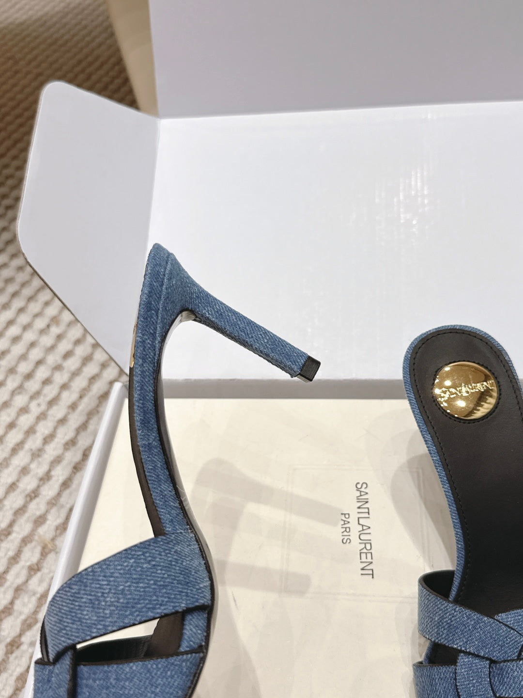 Saint Laurent Melody Square-Toe Heeled Sandals – 2026 Spring/Summer Collection