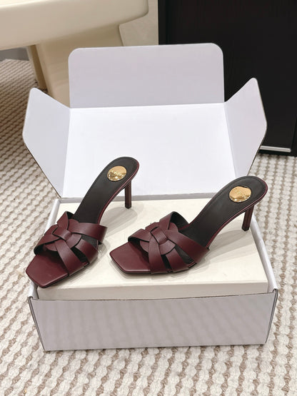 Saint Laurent Melody Square-Toe Heeled Sandals – 2026 Spring/Summer Collection