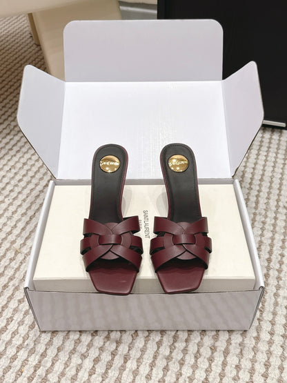 Saint Laurent Melody Square-Toe Heeled Sandals – 2026 Spring/Summer Collection