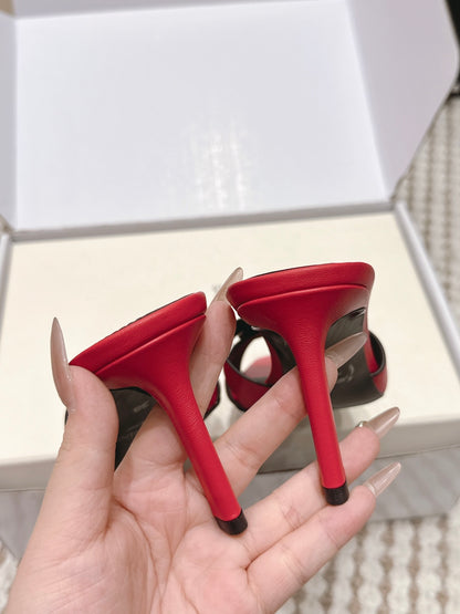 Saint Laurent Melody Square-Toe Heeled Sandals – 2026 Spring/Summer Collection