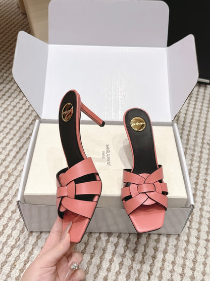 Saint Laurent Melody Square-Toe Heeled Sandals – 2026 Spring/Summer Collection