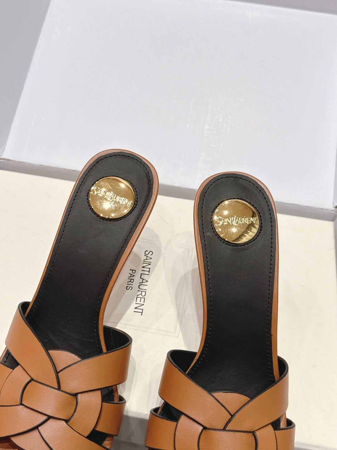 Saint Laurent Melody Square-Toe Heeled Sandals – 2026 Spring/Summer Collection
