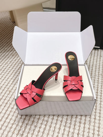 Saint Laurent Melody Square-Toe Heeled Sandals – 2026 Spring/Summer Collection