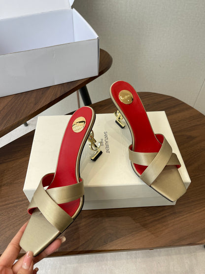 Saint Laurent Opyum Satin Heeled Mules – Early Spring Collection – 26S
