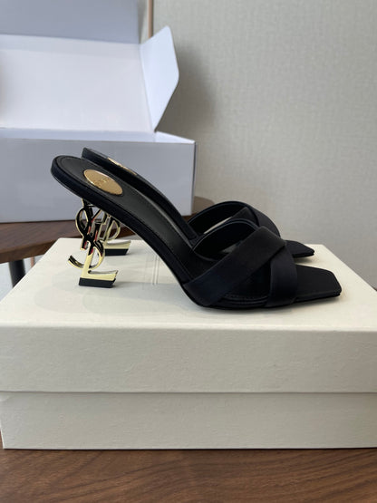Saint Laurent Opyum Satin Heeled Mules – Early Spring Collection – 26S