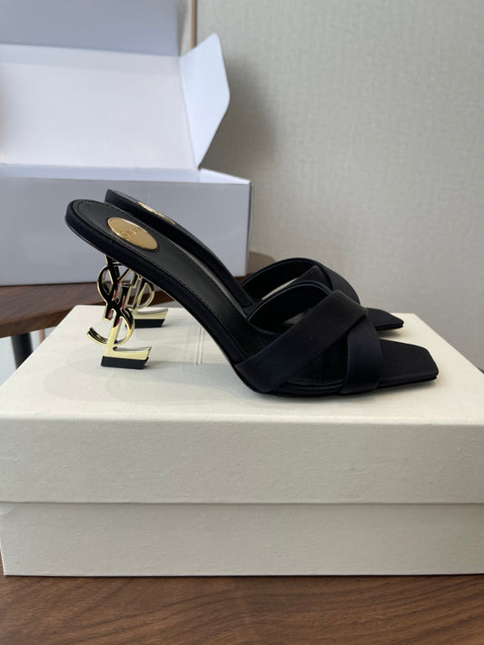 Saint Laurent Opyum Satin Heeled Mules – Early Spring Collection – 26S