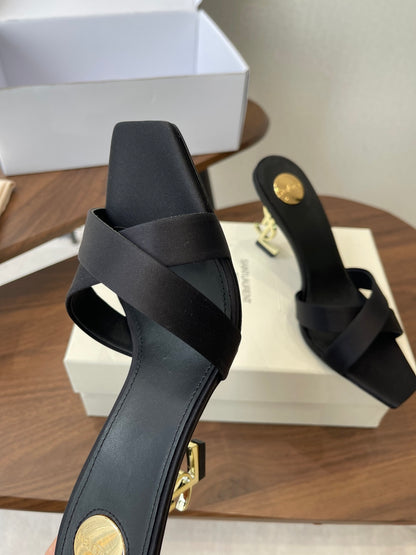 Saint Laurent Opyum Satin Heeled Mules – Early Spring Collection – 26S