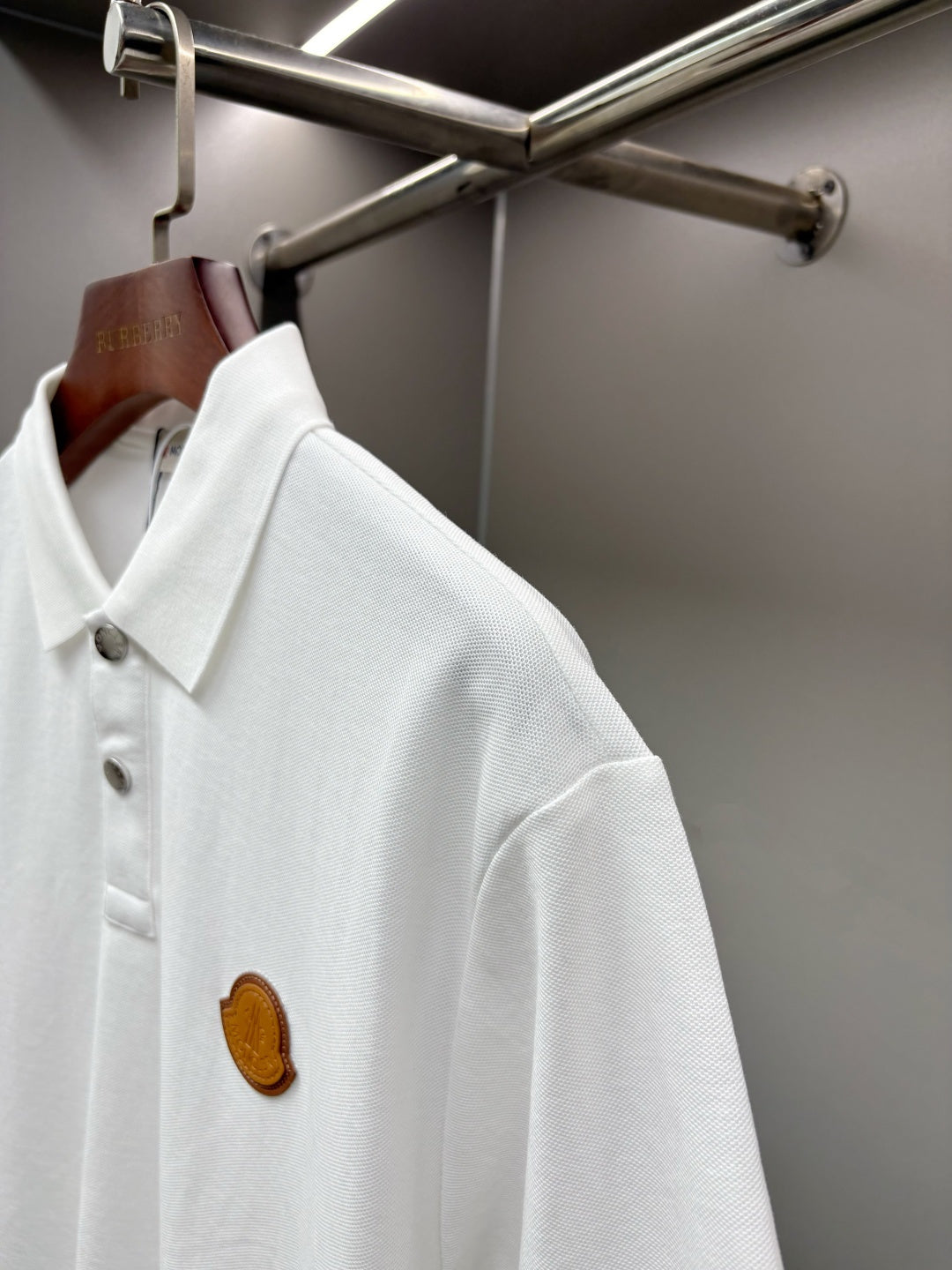 Moncler Leather Logo Patch Polo Shirt – Spring/Summer Collection