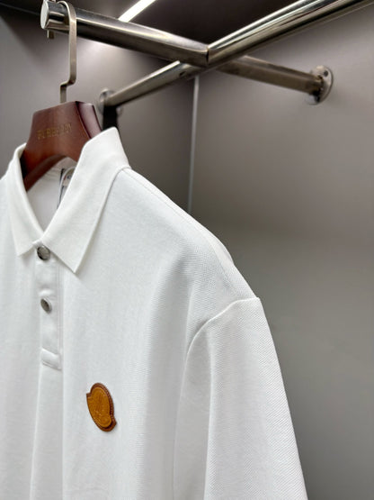 Moncler Leather Logo Patch Polo Shirt – Spring/Summer Collection