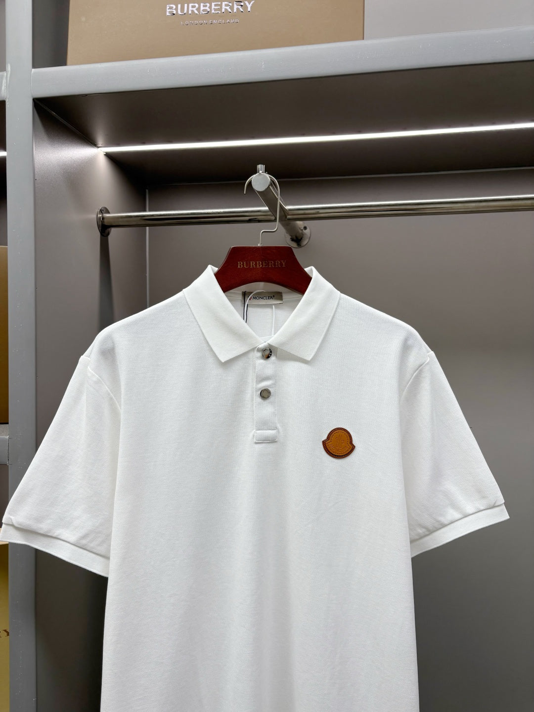 Moncler Leather Logo Patch Polo Shirt – Spring/Summer Collection