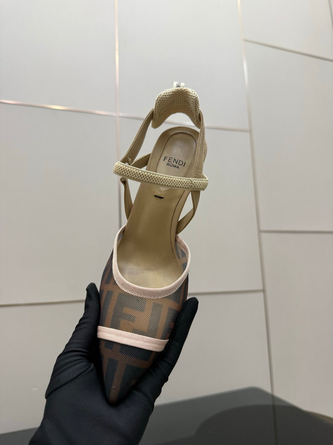 Fendi Colibrì Mesh Slingback Heels