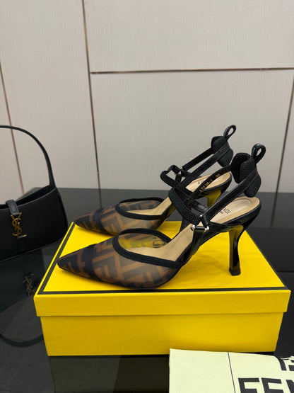 Fendi Colibrì Mesh Slingback Heels