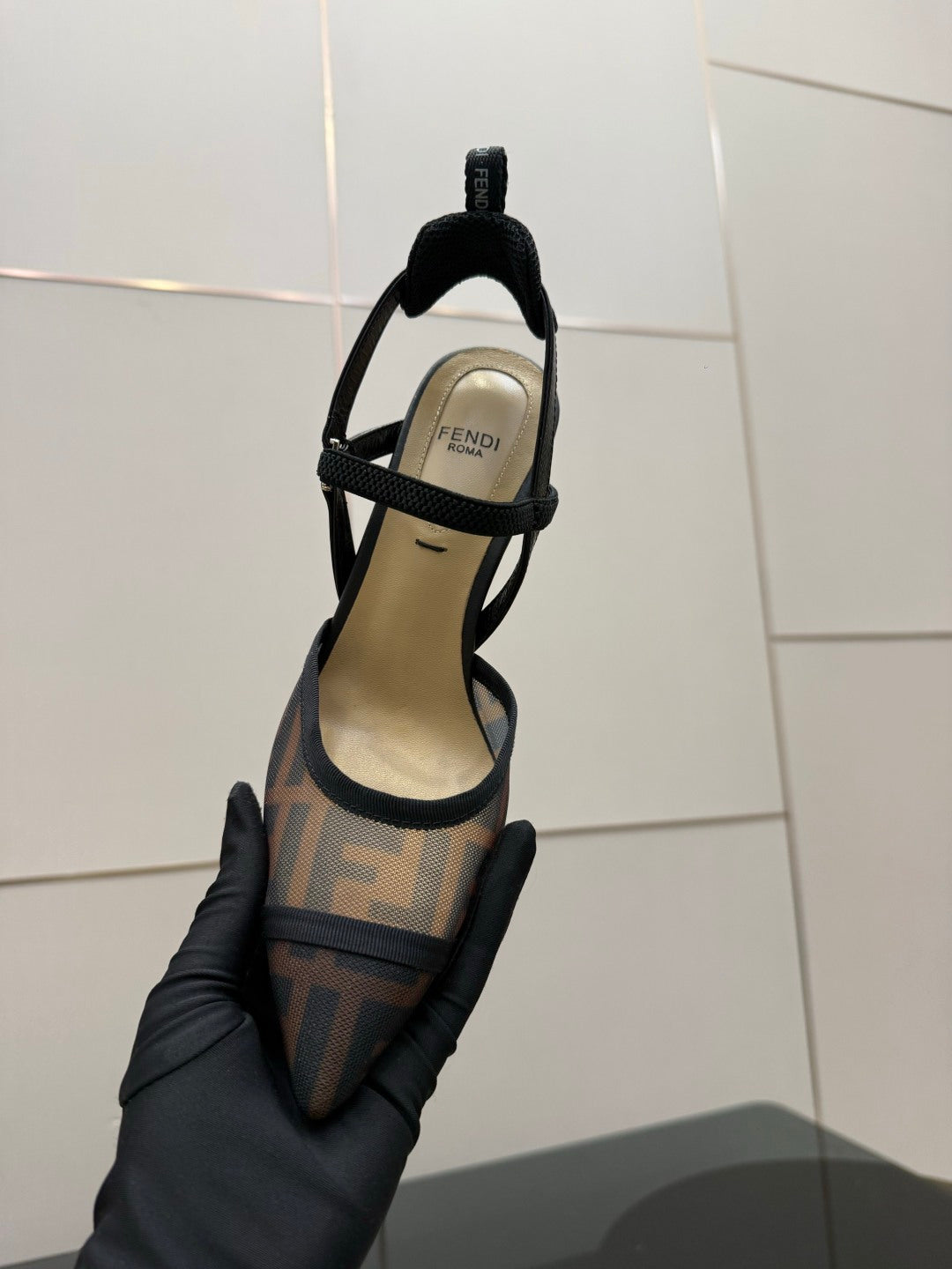 Fendi Colibrì Mesh Slingback Heels