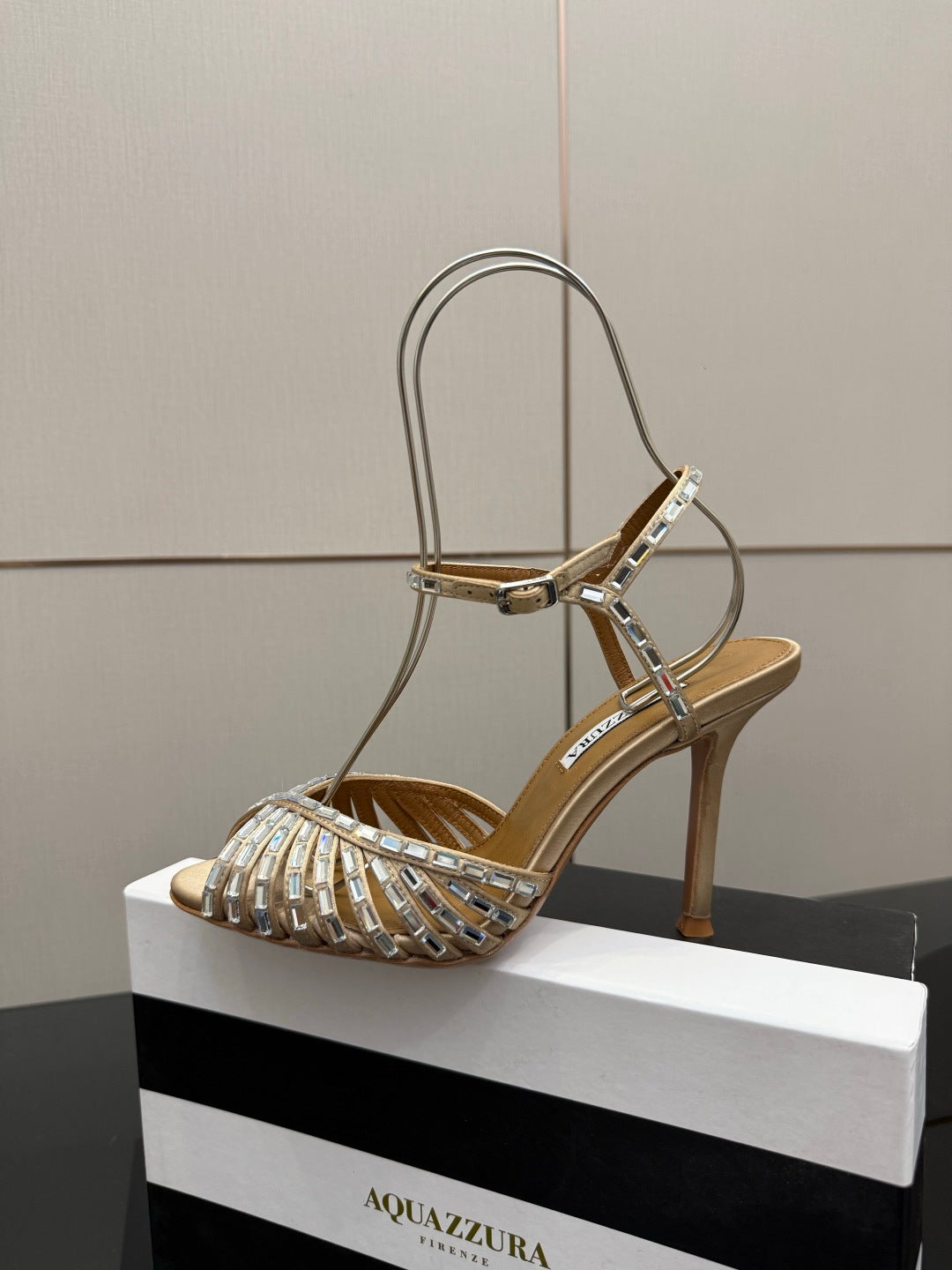 Aquazzura Rhinestone Silk Heeled Sandals – Spring/Summer Collection