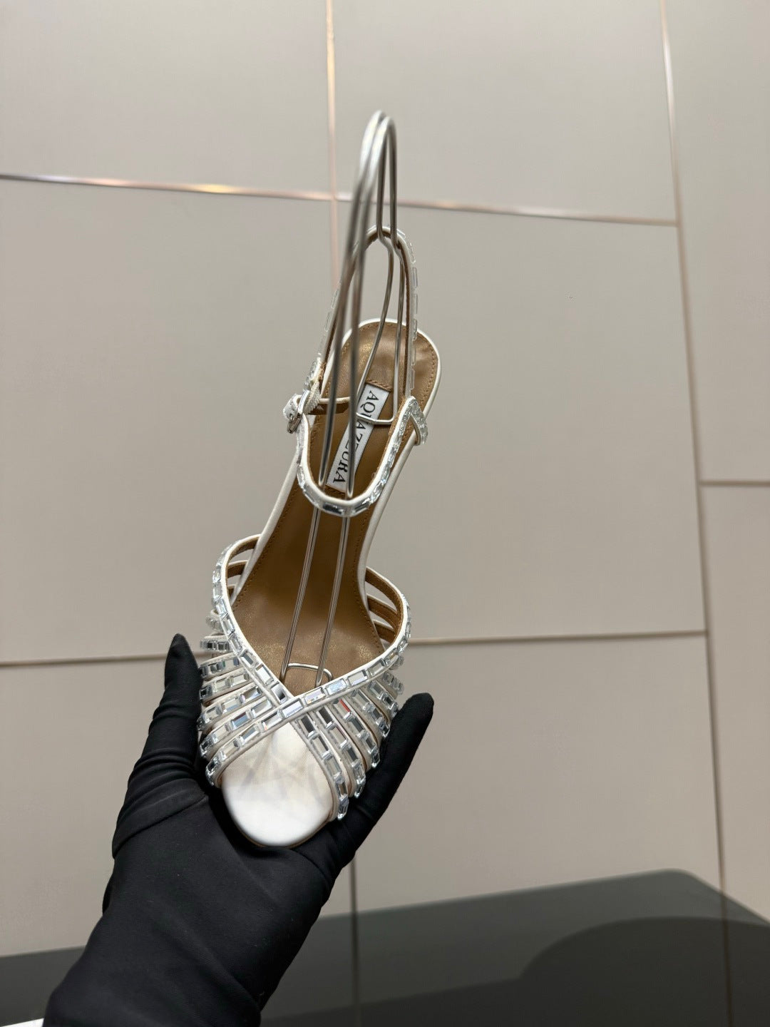 Aquazzura Rhinestone Silk Heeled Sandals – Spring/Summer Collection