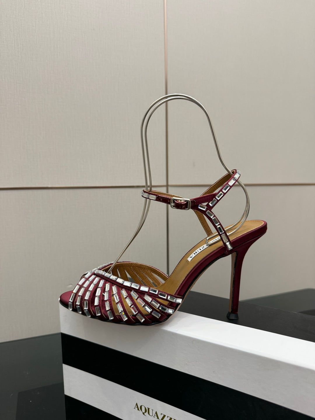 Aquazzura Rhinestone Silk Heeled Sandals – Spring/Summer Collection